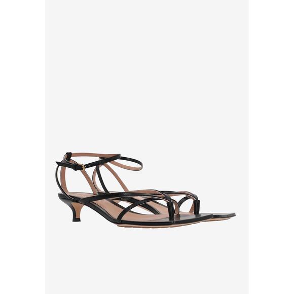 Bottega Veneta Stretch Sandals Kitten Heel Square Toe Leather Classy 36/US 6 - Picture 1 of 16
